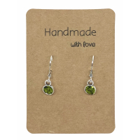 Earrings DQ Metal Silver & Green Stones