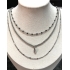 Necklace 3 Layer SST Silver & Black with a Leaf