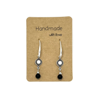 Earrings DQ Silver & White Charm and Black Bead