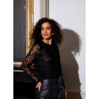 Long sleeve Maira Black flower embroidery