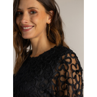 Long sleeve Maira Black flower embroidery