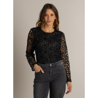 Long sleeve Maira Black flower embroidery