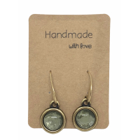 Earrings DQ Bronse & Dark Green Cabochon