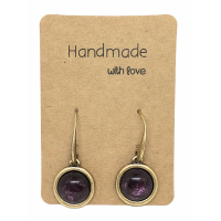 Earrings DQ Bronse & Dark Purple Cabochons