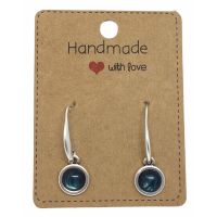 Earrings DQ Metal & Cabochon Dark Blue