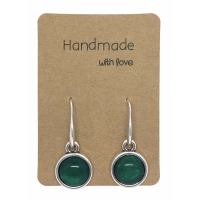 Earrings DQ Metal & Green Cabochon