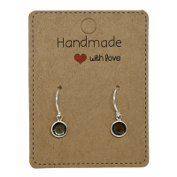 Earrings Small Silver & Crystal Charm Grey 