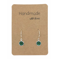 Earrings Small Silver & Green Crystal