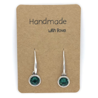 Earrings DQ Metal & Dark Green Gem Stone