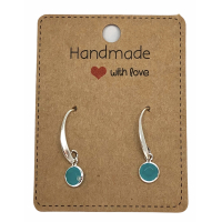 Earrings DQ Metal & Crystal Charm Mint Turquoise