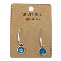 Earrings DQ Metal & Cabochon Small Blue