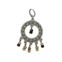 Earrings DQ Metal & Silver Ibiza Charm with Brown Beads