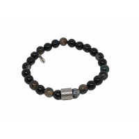 Beaded Men Bracelet Black/Brown & Grey