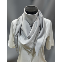 Handmade Light grey scarf with charms