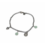 Jasseron Bracelet with Heart & Mint Green Crystal Charms