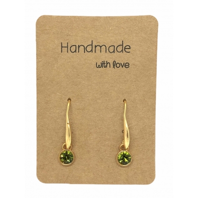Earrings DQ Metal Gold & Green Stone