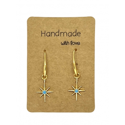Earrings DQ Gold & Star Blue