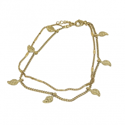Jasseron Double Bracelet Gold & Leaves