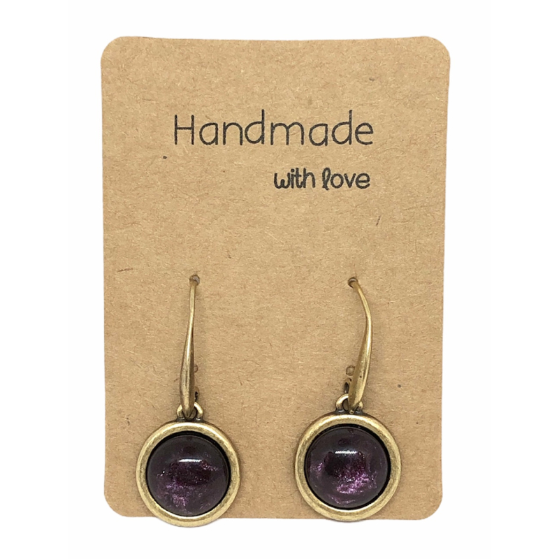 Earrings DQ Bronse & Dark Purple Cabochons
