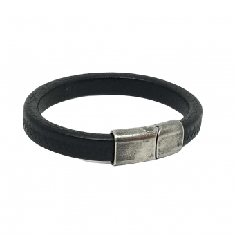 Leather Men Bracelet Black Structure