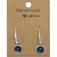 Earrings DQ Metal & Cabochon Small  Dark Blue