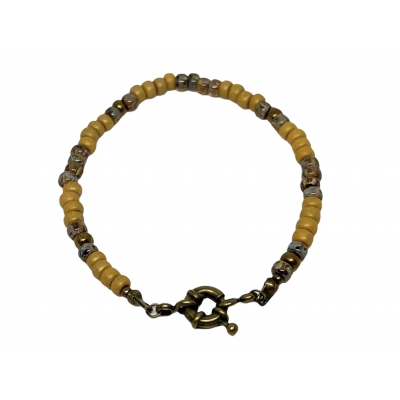 Miyuki Bracelet Yellow & DQ Bronse Ring Lock