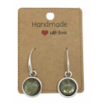 Earrings DQ Metal & Shinny Green Cabochon