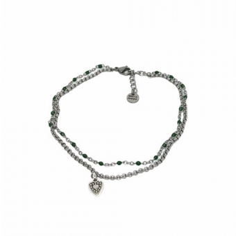 Jasseron Double Bracelet with Silver & Green.