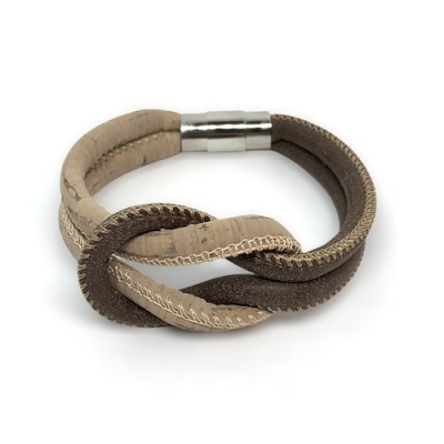 Bracelet round with Knot in the color Beige & Brown