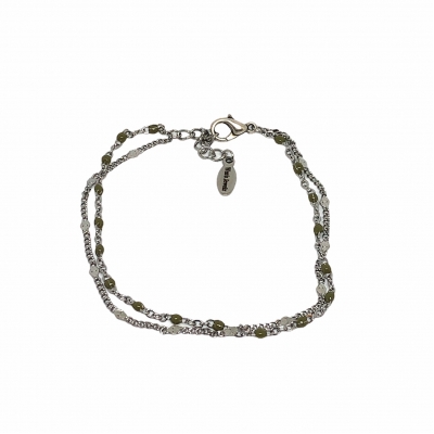 Jasseron Double Bracelet with Army Green & Silver