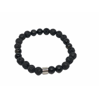 Beaded Men Bracelet Lava Black