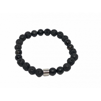 Beaded Men Bracelet Lava Black