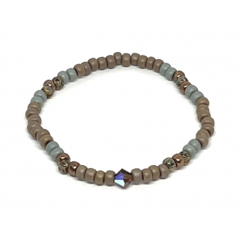 Miyuki Bracelet  Taupe & Grey Beads