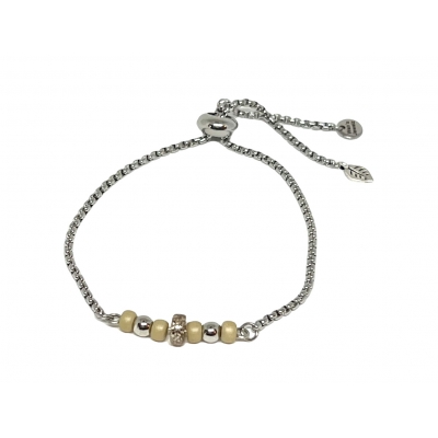 Adjustable Bracelet with Beige Beads 