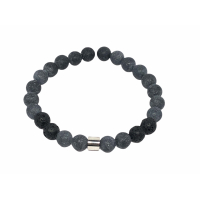 Beaded Men Bracelet Grey Matt