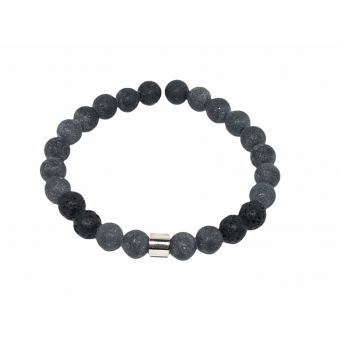 Beaded Men Bracelet Grey Matt