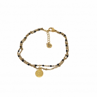 Jasseron Double SST Bracelet Gold & Black