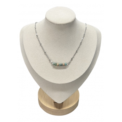 Necklace Jasseron Balls & Turquoise Miyuki Beads