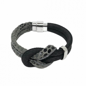 Bracelet with Knot in the color Black & Grey Print