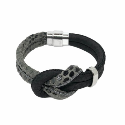 Bracelet with Knot in the color Black & Grey Print