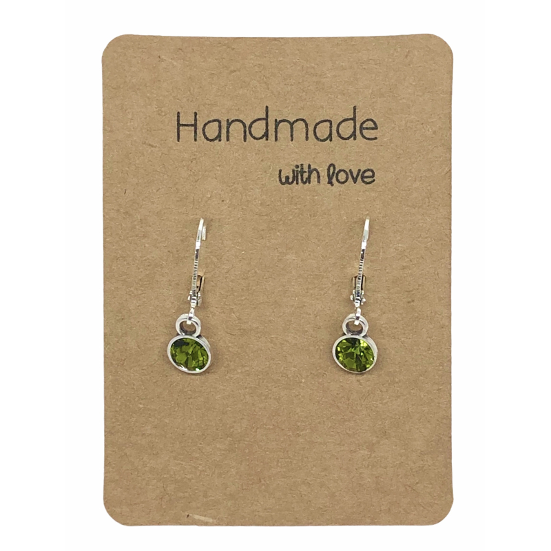 Earrings DQ Metal Silver & Green Stones