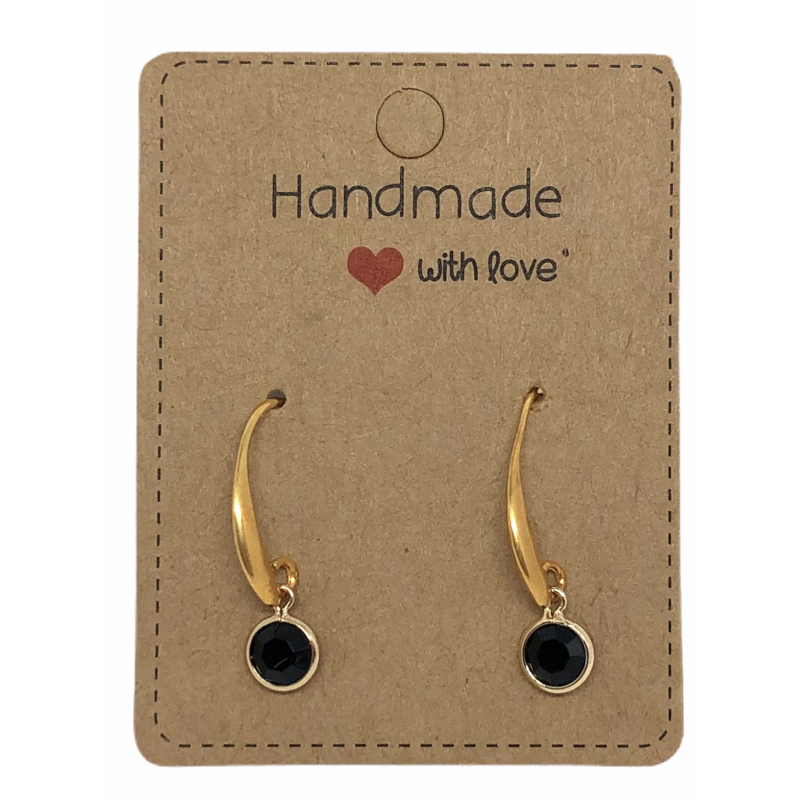 Earrings DQ Gold & Black Crystal