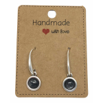 Earrings DQ Metal & Cabochon Small Grey