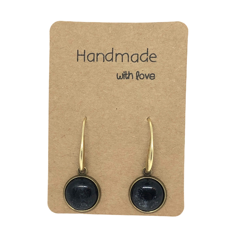 Earrings DQ Bronse & Black Cabochon