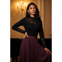Long sleeve Matte  black with lace 