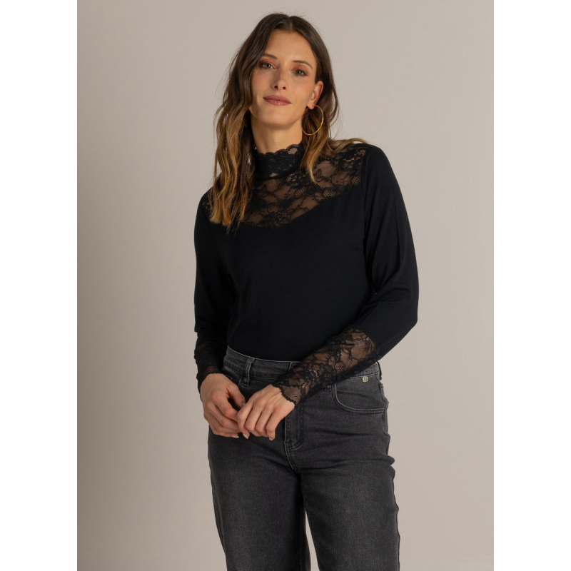 Long sleeve Matte  black with lace 