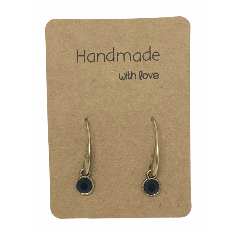 Earrings DQ Bronse & Black Stones