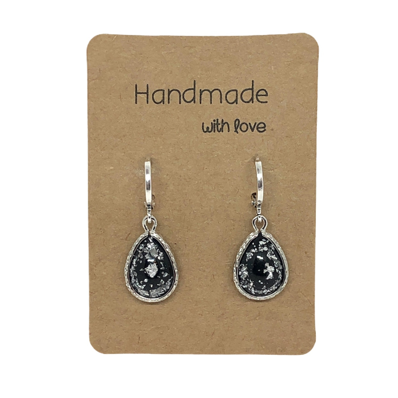 Earrings DQ Metal &Black Flakes Charm