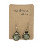 Earrings DQ Bronse & Dark Green Cabochon