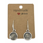 Earrings DQ Metal & Cabochon Grey and Silver Dust